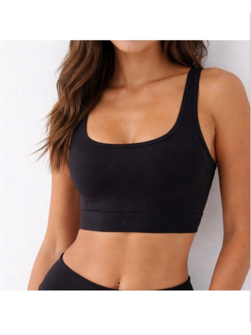 KITH Laila Double Scoop Black Sport Lounge Bra Logo Tape- Size Medium